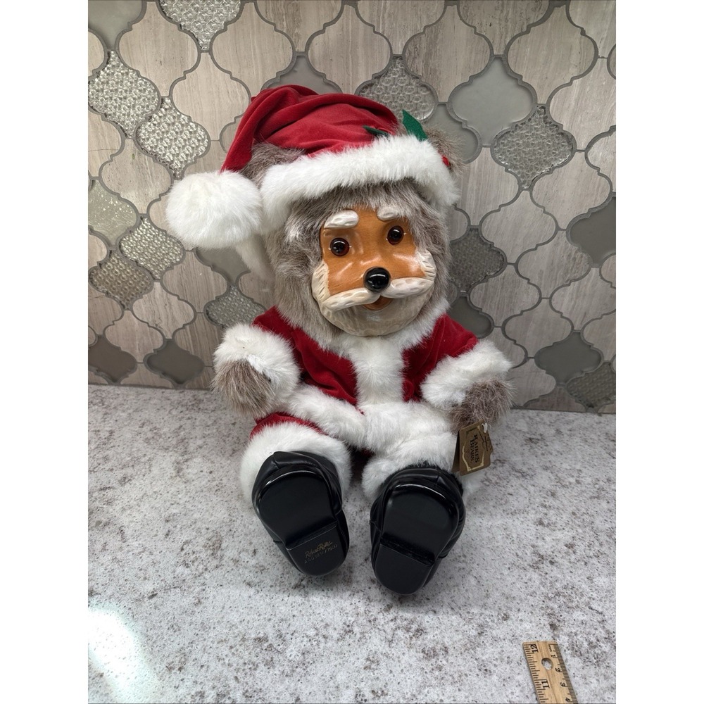 Raikes Bears Santa Bear 1989 Wood Face 18" Bear in Black Boots #AGG3076/7500